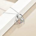 wholesale 925 Sterling Silver Dinosaur Heart I Love You Forever Pendant Necklace for Women and Girls-0-3