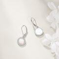 wholesale 925 Sterling Silver Opal Round Halo Leverback Dangle Drop Earrings for Women - Hypoallergenic  48mm Long-0-3