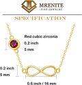 wholesale 14K Gold Red Garnet Infinity Symbol Pendant Chain Necklace 23cm Length-0-3