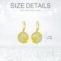 wholesale 14K Gold Plated Sterling Silver Round Natural Jade Earrings for Women-0-15
