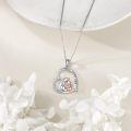 wholesale 925 Sterling Silver Mama Bear Heart Pendant Necklace with Cub Charm-0-3