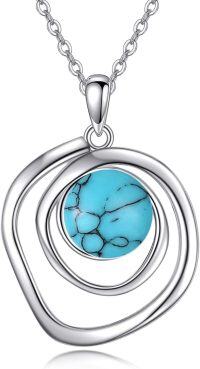 wholesale Sterling Silver White Black Pink Turquoise White Opal Rose Gold Pearl Necklace for Women-Turquoise