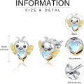 wholesale 925 Sterling Silver Heart Bee Moonstone Stud Earrings for Women Gift-0-5