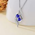 TOUPOP Sterling Silver Sapphire Sister Necklace September Birthday Gift-0-2
