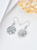 wholesale 925 Sterling Silver Blue Moonstone Filigree Hook Earrings for Women-0-2