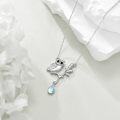 wholesale 925 Sterling Silver Owl Teardrop Pendant Necklace with Moonstone and Branch Charm-0-4