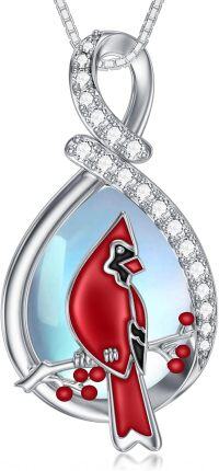 wholesale TOUPOP Cardinal Necklace For Women 925 Sterling Silver Cardinal Pendant Necklace With Moonstone Birthday Jewelry Gifts For Mom Friend -undefined