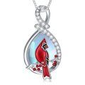 TOUPOP Sterling Silver Moonstone Cardinal Pendant Necklace-0-0