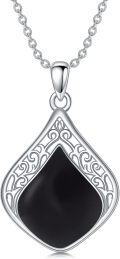 wholesale Sterling Silver Natural Gemstone Teardrop Filigree Celtic Knot Necklace-0-36