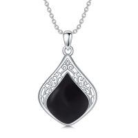 wholesale 925 Sterling Silver Pendant With Green Tree In Bubbles Quartz Crystal-Black Onyx