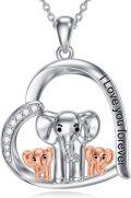 wholesale 925 Sterling Silver Elephant Family Pendant Necklace with 1-5 Cubs Mothers Day Gifts for Women-0-12