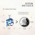 wholesale 925 Sterling Silver Blue Crystal Dolphin Pendant with Waves and Ocean Design - Sea Life Jewelry for Women-0-3
