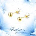 wholesale 18k Yellow Gold Polished Round Ball Stud Earrings For Women-0-5