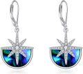 wholesale 925 Sterling Silver Starfish Abalone Shell Drop Dangle Earrings for Women Girls Ocean Beach  4cm Long-0-0