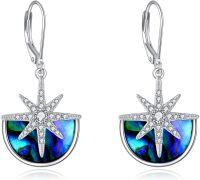 wholesale 925 Sterling Silver Starfish Abalone Shell Drop Dangle Earrings for Women Girls Ocean Beach  4cm Long-Mountain earrings-star