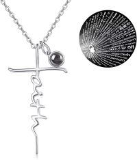 wholesale 925 Sterling Silver Heart Cross Ekg Necklace-I Love You Necklace in 100 Languages-I Love You Necklace in 100 Languages
