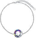 wholesale 925 Sterling Silver Rainbow Crystal Fox & Cat Charm Bracelet w/Heart Austrian Elements Jewelry for Women Girls Gift 7-8 Adjustable Chain Length-0-0