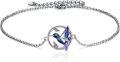 wholesale 925 Sterling Silver Purple Hummingbird & Leaf Design Adjustable Chain Anklet-0-0