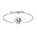 wholesale 925 Sterling Silver Hummingbird Charm Bracelet With Blue Purple Enamel Detail-0-0