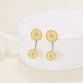 wholesale 925 Sterling Silver Gold Plated Sunflower Stud Earrings with Cubic Zirconia for Women and Girls - Delicate Floral s-0-2