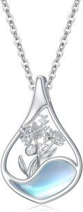wholesale 925 Sterling Silver Mother of Pearl Floral Pendant Necklaces - Gifts for Her-0-36