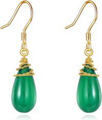 wholesale 14K Gold Crystal Dangle Drop Earrings Birthstone Jewelry Gift for Her-Emerald