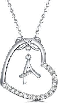 wholesale Sterling Silver Heart Initial Necklace Infinity A Z Letter Necklaces for Women-Style A