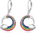 wholesale 925 Sterling Silver Rainbow Moon & Cloud Drop Earrings for Women Girls -0-0