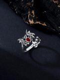wholesale 925 Sterling Silver Gothic Rings with Simulation Stone Halloween Bat Spider Skull Rings for Women Men Adjustable Jewelry-0-2