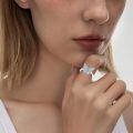 wholesale 925 Sterling Silver Opal Blue Butterfly Adjustable Ring for Women-0-1