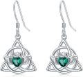wholesale 925 Sterling Silver Emerald Green Moonstone Irish Claddagh Dangle Earrings-0-0