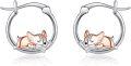 wholesale 925 Sterling Silver Sleeping Corgi Dog Hoop Earrings for Women - Adorable Animal  Idea-0-0