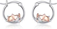 wholesale 925 Sterling Silver Sleeping Corgi Dog Hoop Earrings for Women - Adorable Animal  Idea-Corgi