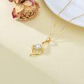 wholesale 14K Real Gold & Moissanite Necklace, 1 Carat Heart Arrow Round Cut Stone, Elegant Adjustable Chain, Gift for Her-0-3