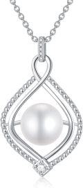 wholesale 925 Sterling Silver Teardrop Shape White Freshwater Cultured Pearl Pendant Necklace for Women Bridesmaid Gifts Birthdays Weddings 45cm Chain Length-0-0