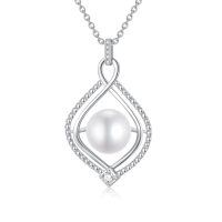 wholesale 925 Sterling Silver Pearl Pendant Necklace White Gold Plated Teardrop Beaded Infinity Frame-infinity-2
