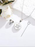 TOUPOP Stainless Steel Crystal Heart Urn Photo Locket Memorial Necklace-0-3