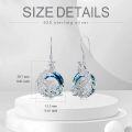 wholesale 925 Sterling Silver Blue Crystal Peacock Drop Earrings for Women Girls Gift Boxed-0-4