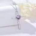 TOUPOP Sterling Silver Crystal Cross Urn Necklace Memorial Keepsake Jewelry-0-2