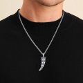 wholesale 925 Sterling Silver Viking Horn Pendant Necklace s for Men - Norse Nordic Style Jewelry with Braided Chain and Rune Symbols (Length: 60cm)-0-1