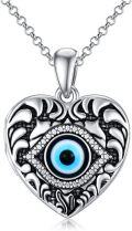 wholesale S925 Sterling Silver Blue Evil Eye Stone Flower Locket Necklace – Hypoallergenic, Adjustable Chain, Gift Box Included-0-0