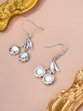 wholesale 925 Sterling Silver Cherry Skull Leaf Drop Earrings-0-4