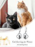 wholesale TOUPOP Cat Earrings For Women Sterling Silver Leverback Animal Dangle Earrings Hypoallergenic Jewelry Cute Cat Lover Gifts For Mom Wife Daughter On Mother's Day Birthday Anniversary -0-1