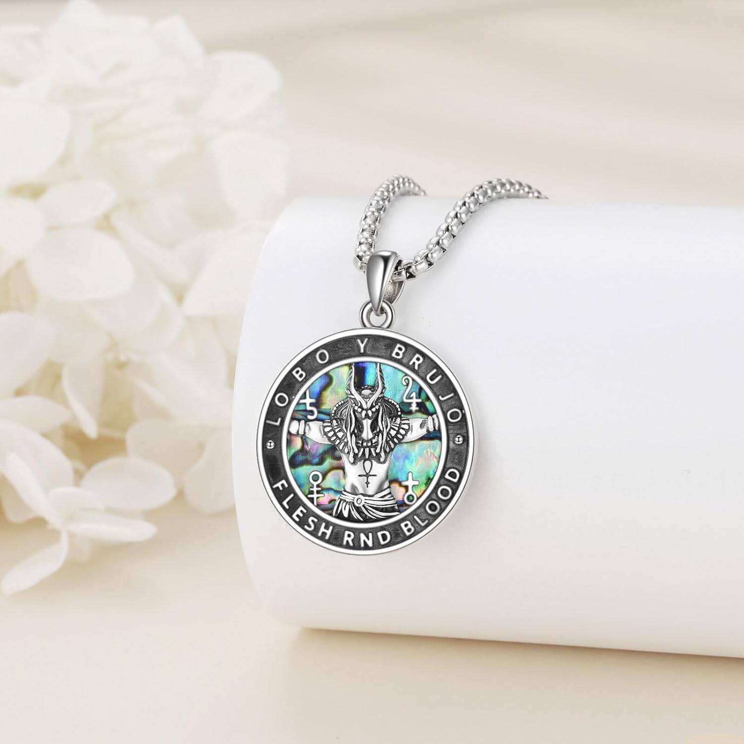 wholesale 925 Sterling Silver Ancient Egypt Anubis Scarab Pendant Necklaces for Men Women  47cm Chain Length-0-3