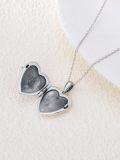 wholesale 925 Sterling Silver Heart Locket Pendant with Rose Gold Flower and Black Enamel - Mommy & Me s for Women-0-3