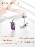 wholesale 925 Sterling Silver Hypoallergenic Purple Jade and Green CZ Vegetable Stud Earrings for Women Girls - Fun & Unique Gift Idea-0-2