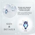wholesale 925 Sterling Silver Owl Stud Earrings with Blue Enamel and Moonstone Gemstones - Fashionable Gift for Women-0-4