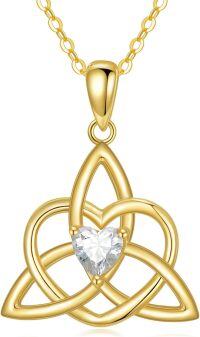 wholesale 14K Gold Heart-Shaped Moissanite Celtic Knot Pendant for Women's s-Trinity