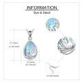wholesale 925 Sterling Silver Teardrop Mermaid Pendant with Blue Opal and Moonstone Necklace-0-3