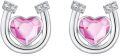 wholesale 925 Sterling Silver & Crystal Horseshoe Stud Earrings - Lucky Heart Charm, Nickel-Free, Lightweight, Gift for Women-0-0